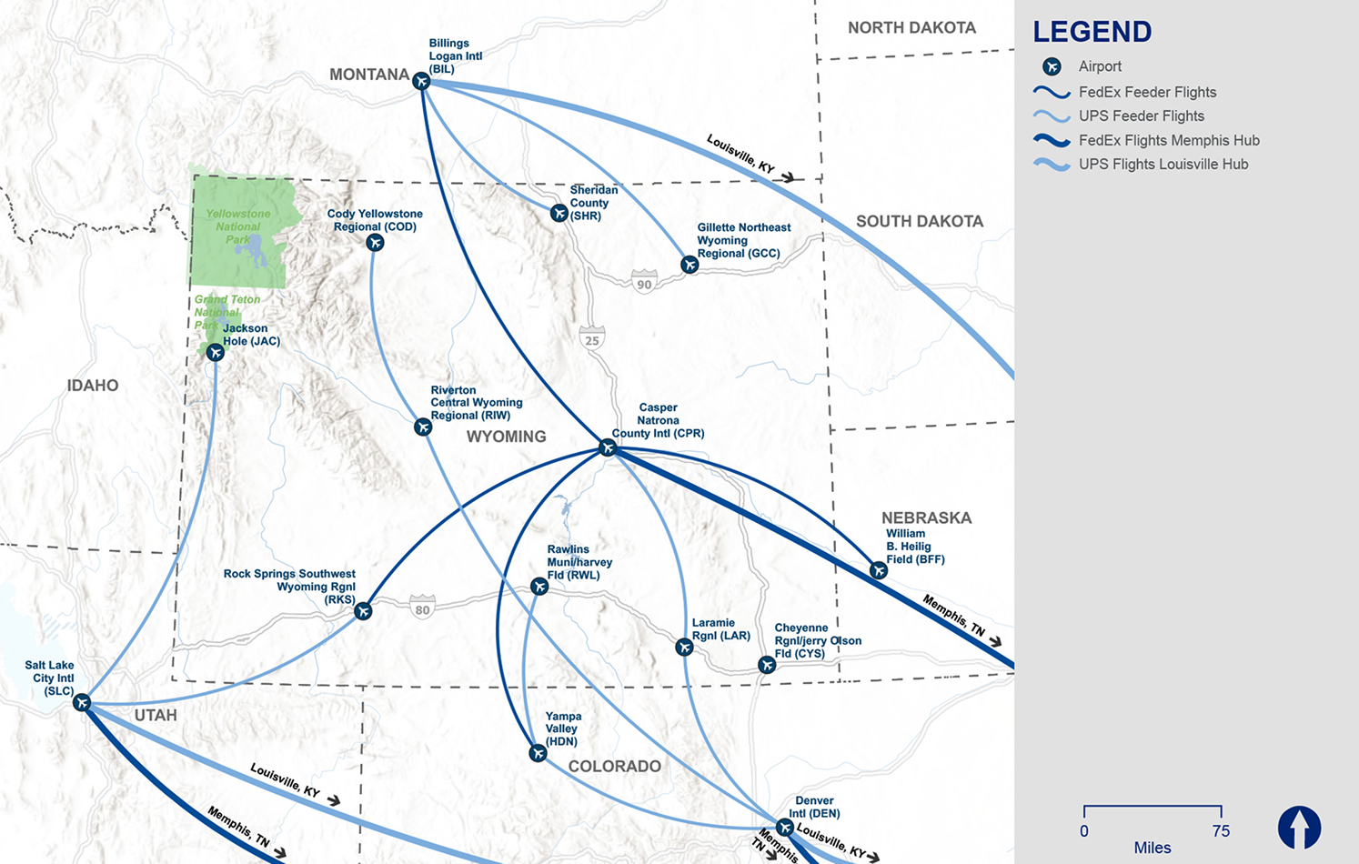 Existing Air Cargo Network map